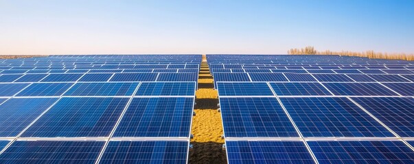 Aerial view of massive solar panel field