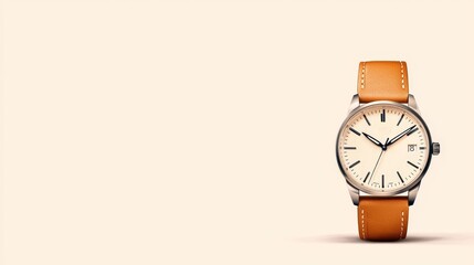 Engraved wristwatch, initials on dial, flat design illustration