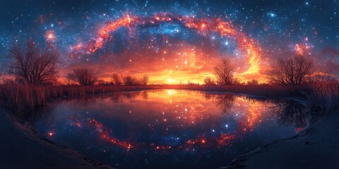 Starry Night Reflection in a Still Lake