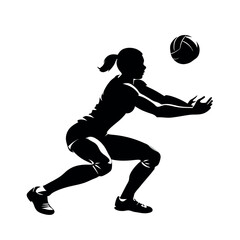 Volleyball player vector silhouette isolated white background