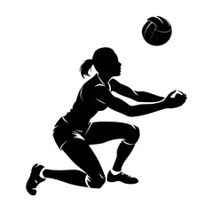 Volleyball player vector silhouette isolated white background