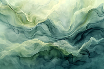 Obraz premium Soft green abstract waves with fluid textures, evoking nature's calm and organic flow.