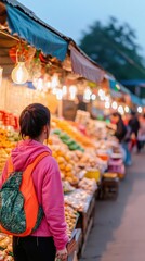 Obraz premium Busy night market in Southeast Asia