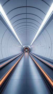 Futuristic transportation hub with hyperloop