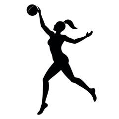 Volleyball player vector silhouette isolated white background