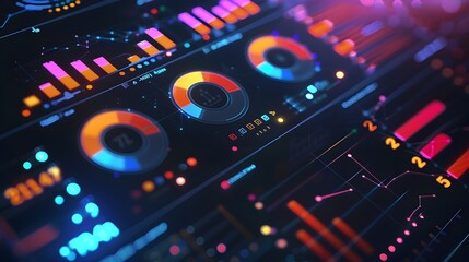 Obraz premium Futuristic Digital Dashboard for Sentiment Analysis of Social Media Data