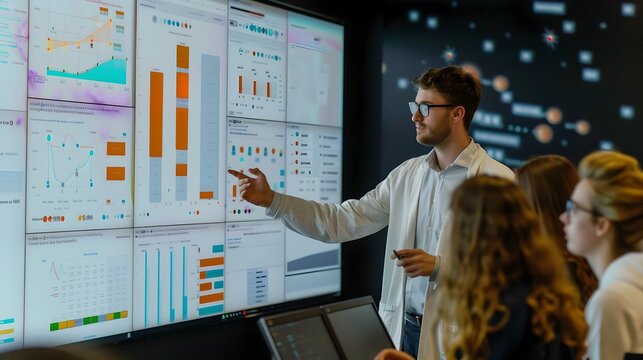 Professor Guiding Students Through Interactive Sentiment Analysis Software Presentation