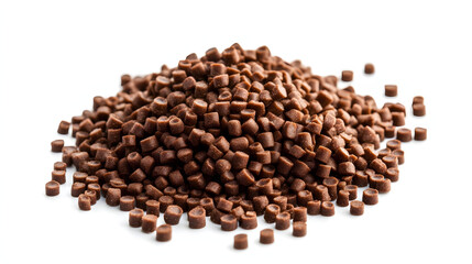 Brown Plastic pellets Background Close-up Plastic granules Polymer plastic beads resin polymer