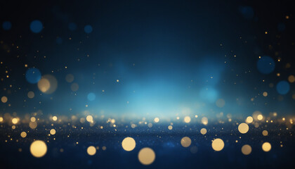 Fond nuit bleu sombre confettis paillettes lumineux doré  or Noël réveillon fête célébration.