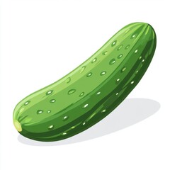Fresh Horizontal Cucumber Illustration on White Background - Simple Minimalist Design