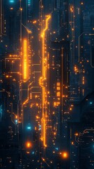 Abstract Glowing Circuit Board Pattern.