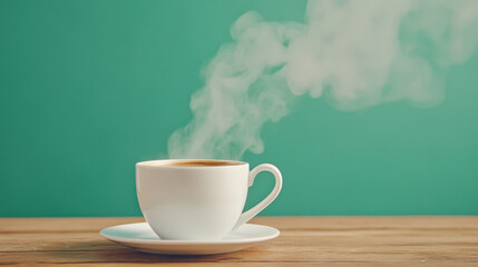 First sip of coffee with steam rising, Monday morning, invigorating start