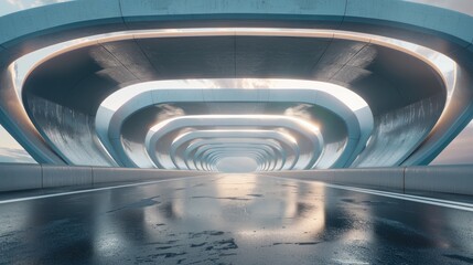 Obraz premium Futuristic Parking Lot on Empty Concrete Road