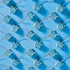 Heart Rate Monitors Overhead: Sterile Blue Background