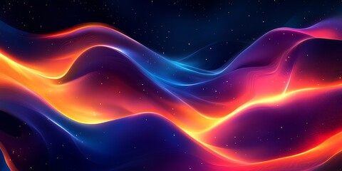 Obraz premium Abstract glowing waves in dark background.