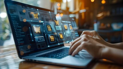 Laptop Screen Showcasing Sentiment Analysis of Product Reviews on Ecommerce Platform