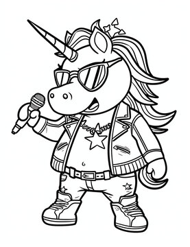 recommend clip art: Lead Singer Unicorn Rockstar Coloring Pages: Bold Performance with Magical Style – Fun and Easy Line Art
