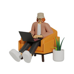 3D Render of Young Professionals Enjoying the Flexibility of Remote Work