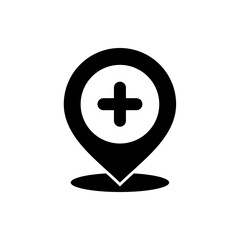 hospital location icon. vector isolated on white background. simple and modern design