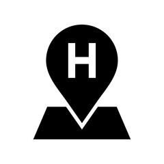 hospital location icon. vector isolated on white background. simple and modern design