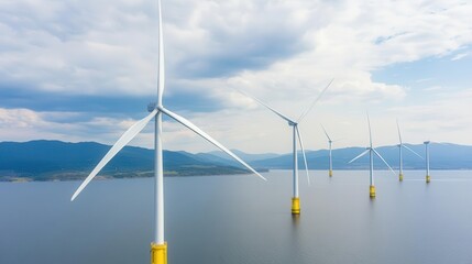 Fototapeta premium Modern sustainable floating wind farm