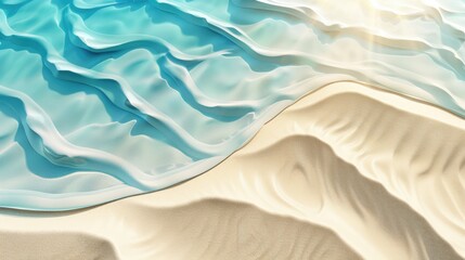 Obraz premium Abstract spa concept banner of sea paradise island with sun shining on wavy water and shadow on sand background