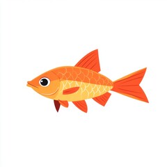 Simple Flat Design of Swimming Fish with Minimal Scales on White Background