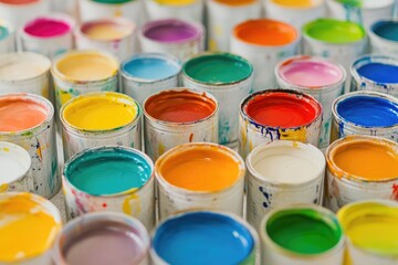 Vibrant Paint Cans Ready for Artistic Creations