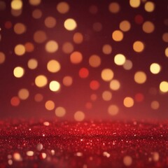 Opulent Festive Glitter Background in Red and Gold with Soft Bokeh