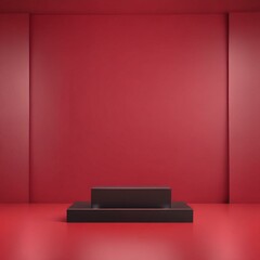 Modern Pedestal Display in Red Room Environment