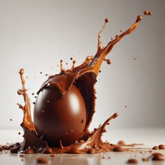Energetic Presentation of a Chocolate Easter Egg with Liquid Droplets