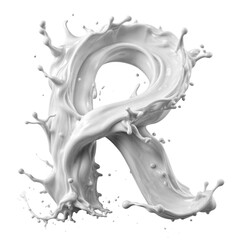 Letter R, from milk and paint, dynamics