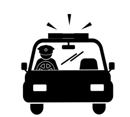 Obraz premium police car with siren on, police driving car