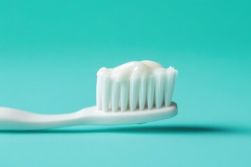 Macro Shot of Toothbrush and Toothpaste on Blue