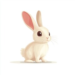 Fototapeta premium Minimalist Flat Design of Cute Rabbit Hopping on White Background
