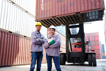 Engineers and staff working in the container industry.