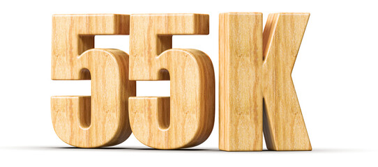 55k Followers Wooden Number 3D Render