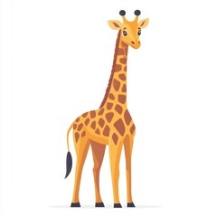 Smiling Giraffe - Minimal Flat Design Graphic on White Background