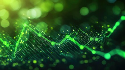 Obraz premium Dynamic green abstract graph representing growth, innovation, and technology. Ideal for finance, data analysis, and digital themes.
