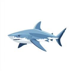 Naklejka premium Minimalist Flat Design of a Sleek Shark Swimming in Water on White Background