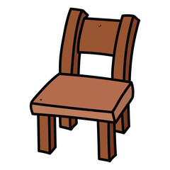 Hand drawn cartoon wooden chair on white background.