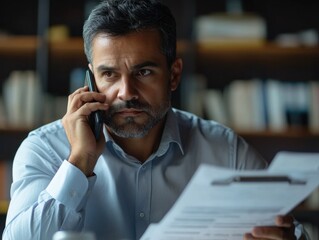 Intense Businessman on Cell Phone