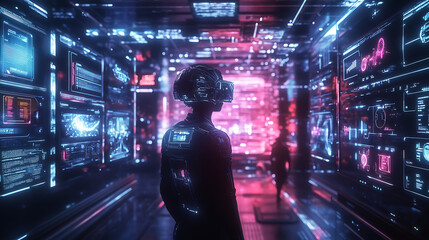 Naklejka premium Interactive futuristic web design on a holographic screen with smooth user experience