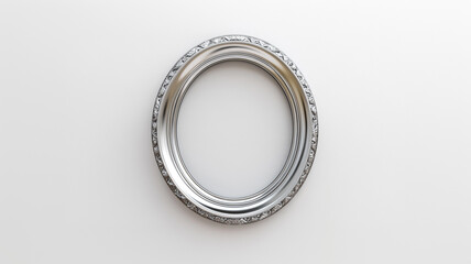 a simple oval silver classic frame on white background.