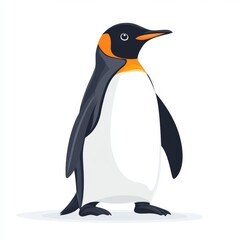 Fototapeta premium Cute Waddling Penguin in Flat Design Style on White Background - Simple and Minimalistic Illustration