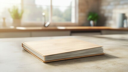 Personalized recipe book with name, kitchen countertop, 3D illustration