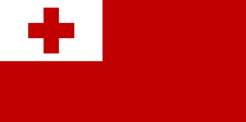Fototapeta premium National Flag Kingdom of Tonga, red field with the white rectangle on the upper hoist-side corner bearing the red Greek Cross in the centre