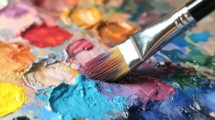 Fototapeta premium Exploring the Color Palette: A Close-Up of Artistic Tools and Techniques