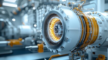 Obraz premium Advancing Renewable Energy: Cutting-Edge Fusion and Solar Innovation Facility