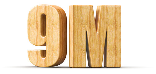 9M Followers Wooden Number 3D Render
